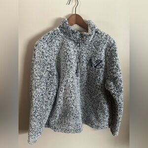 Delta Zeta Letter Embroidered Fuzzy Faux Sherpa Half Zip Pullover